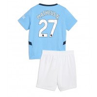 Manchester City Matheus Nunes #27 Heimtrikotsatz Kinder 2024-25 Kurzarm (+ Kurze Hosen)